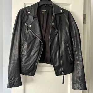 Black Leather Biker Jacket, M